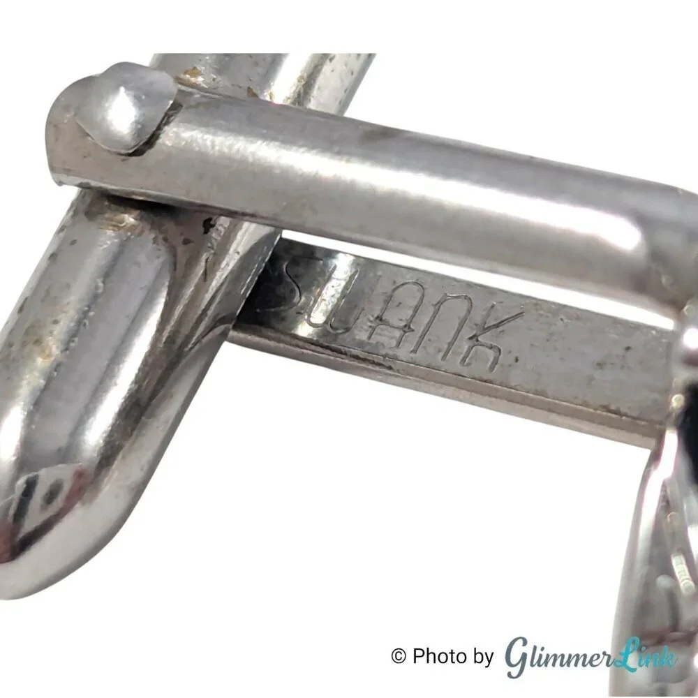 Swank Vintage Silver Tone Car Cufflinks and Tie Bar Set Automobile Design, 1960s